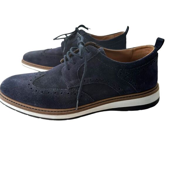 Clarks Chantry Men's Wing Tip Leather Lace Up Casual Comfort Blue Shoes, 7.5 - Picture 3 of 10